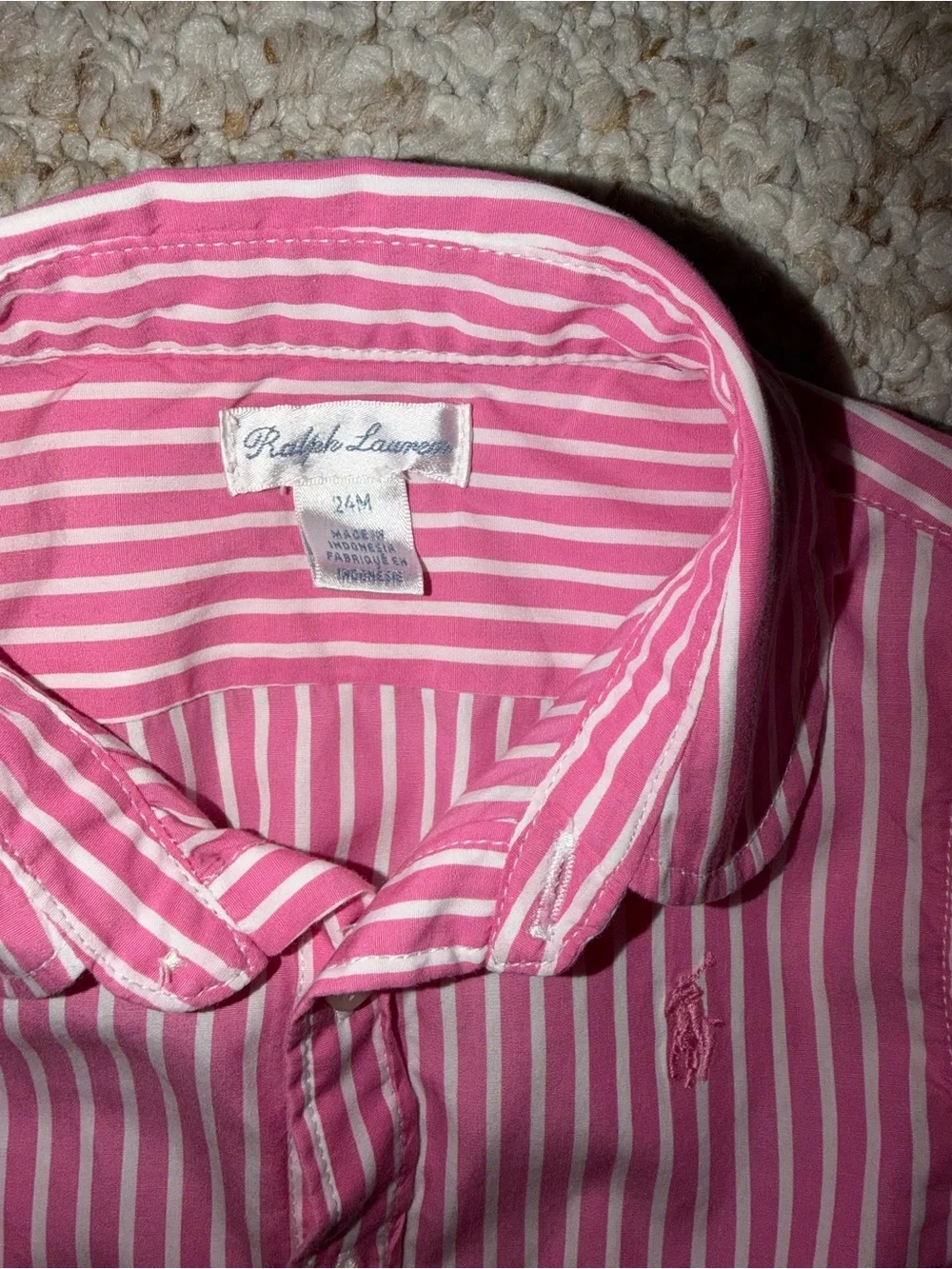 Ralph Lauren pink stripe dress. 24 mo
